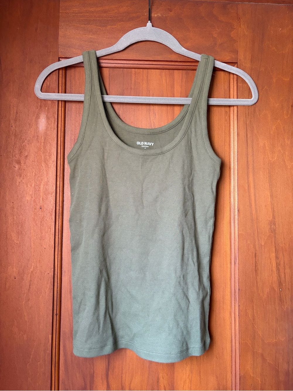 Old Navy Olive Ribbed Scoop-Neck Tank Top